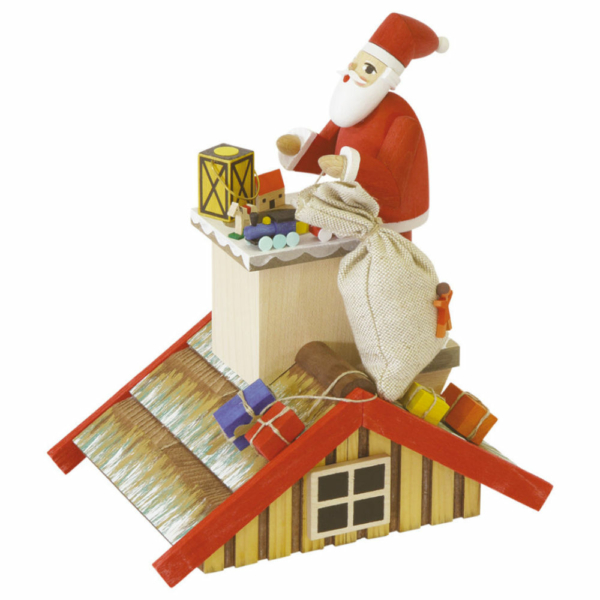 Rauchhaus mit Weihnachtsmann auf dem Dach